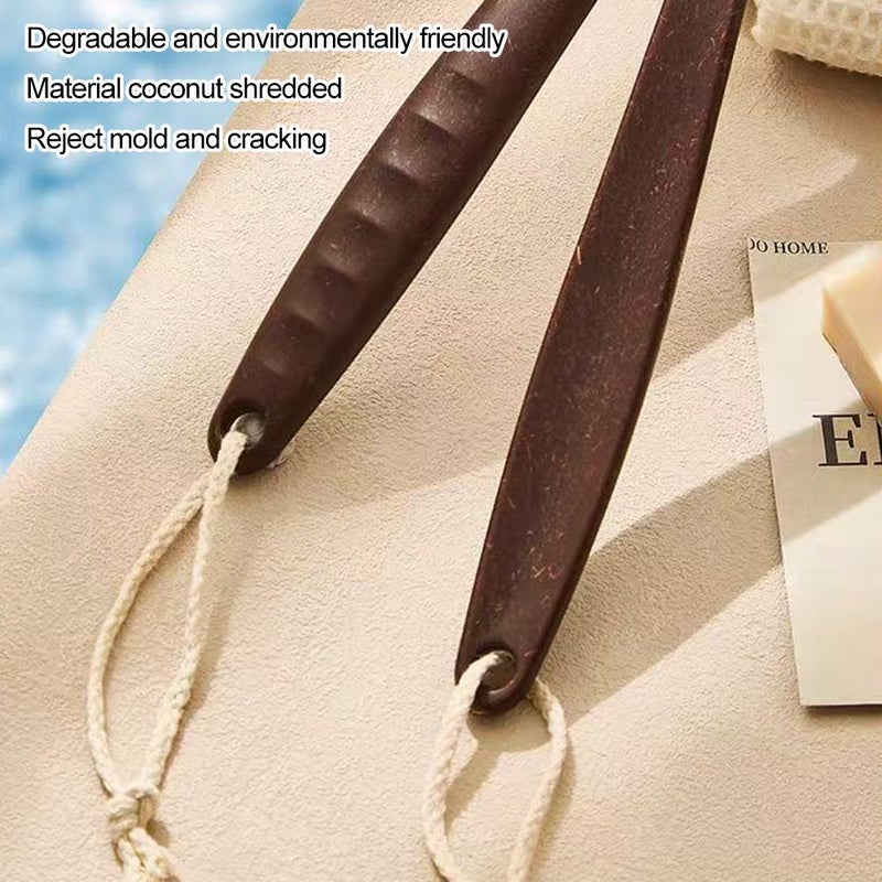 Back Scrubber for Shower,14.4" Coconut Fiber Bristle Bath Brush for Men and Women,Shower Back Scrubber Body Washer for Bath or Dry Brushing - Image 5